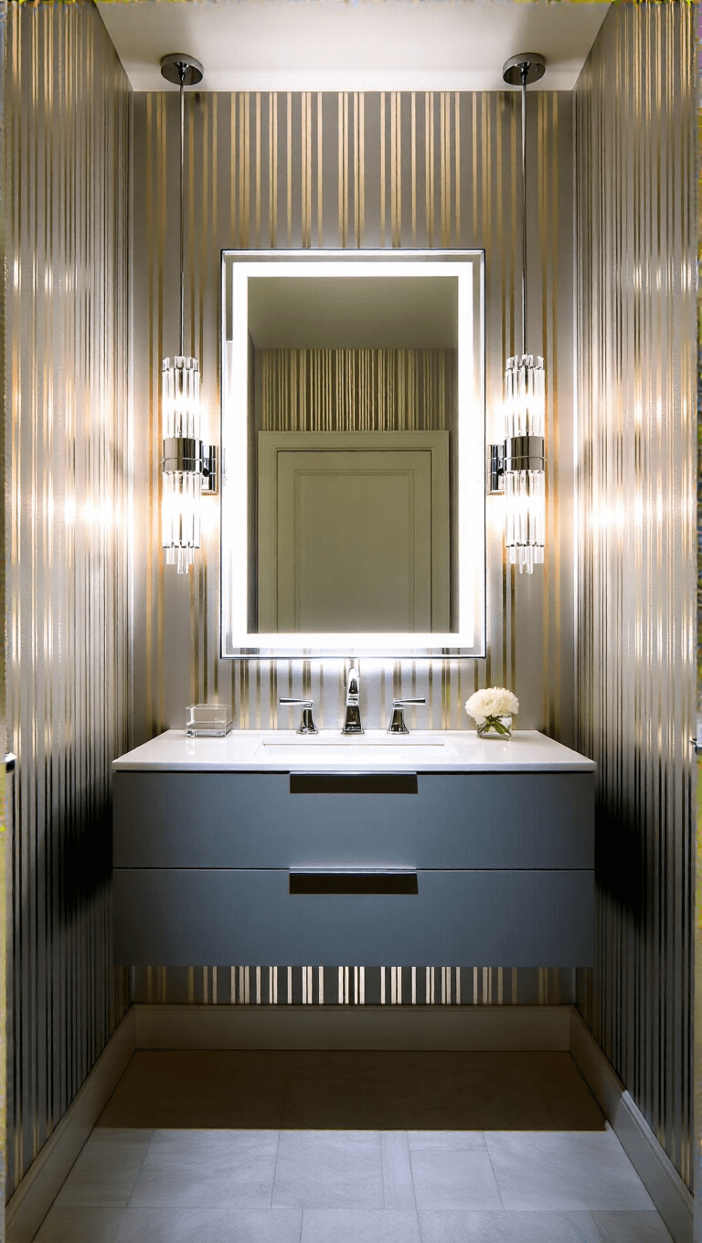 3902modern Art Deco Powder Room Evening