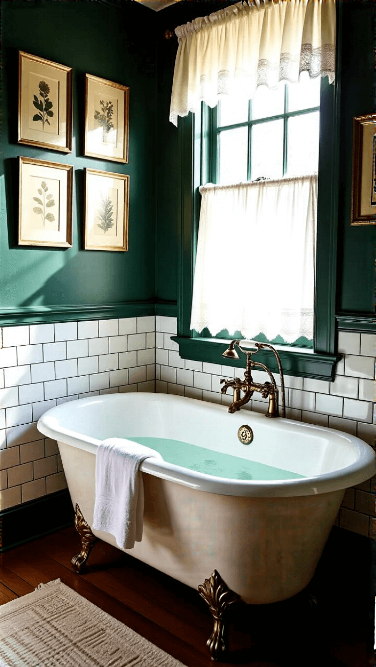 3916vintage Emerald Bathroom Golden Hour