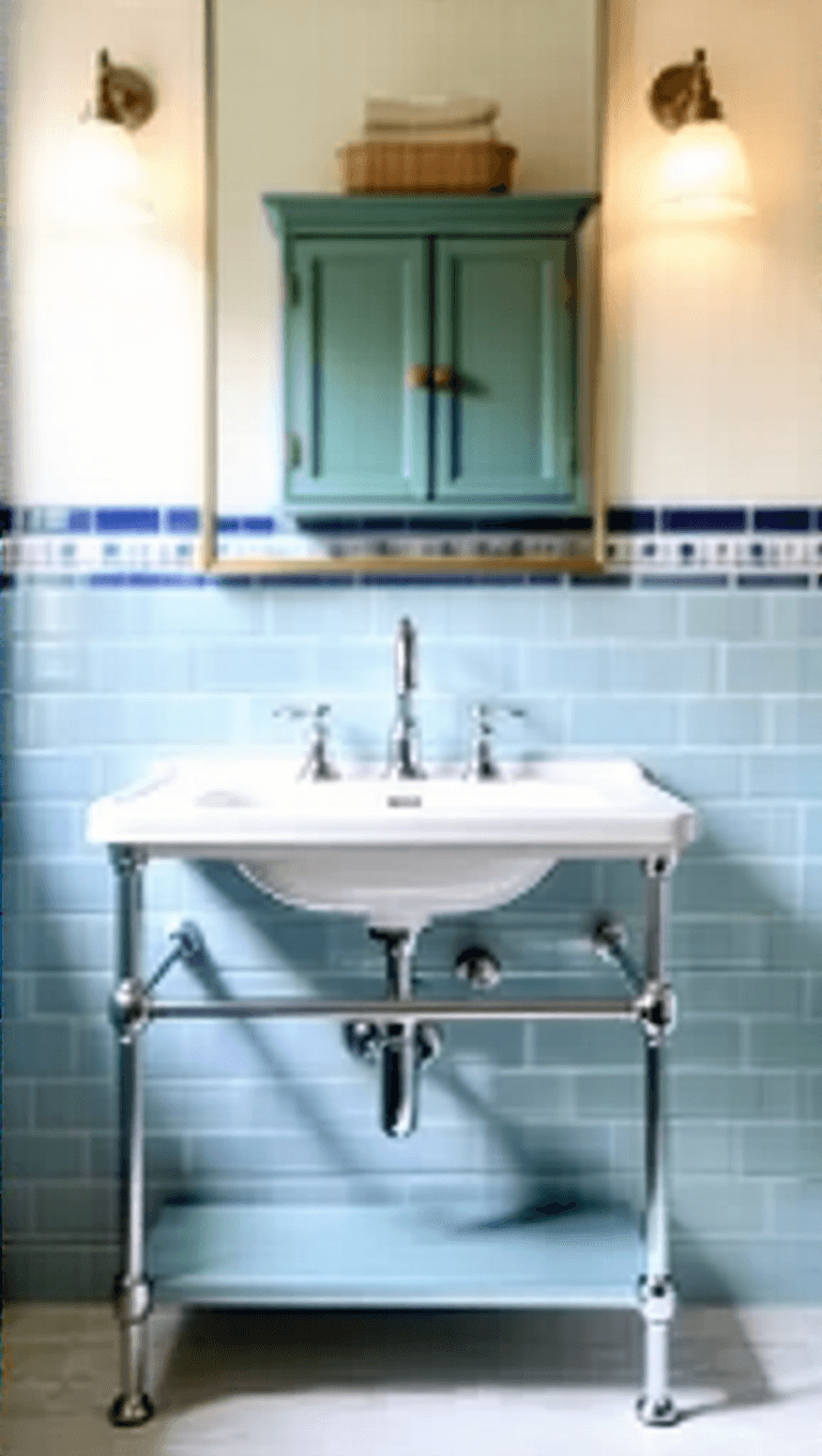 3923traditional Modern Blue Bathroom Storage