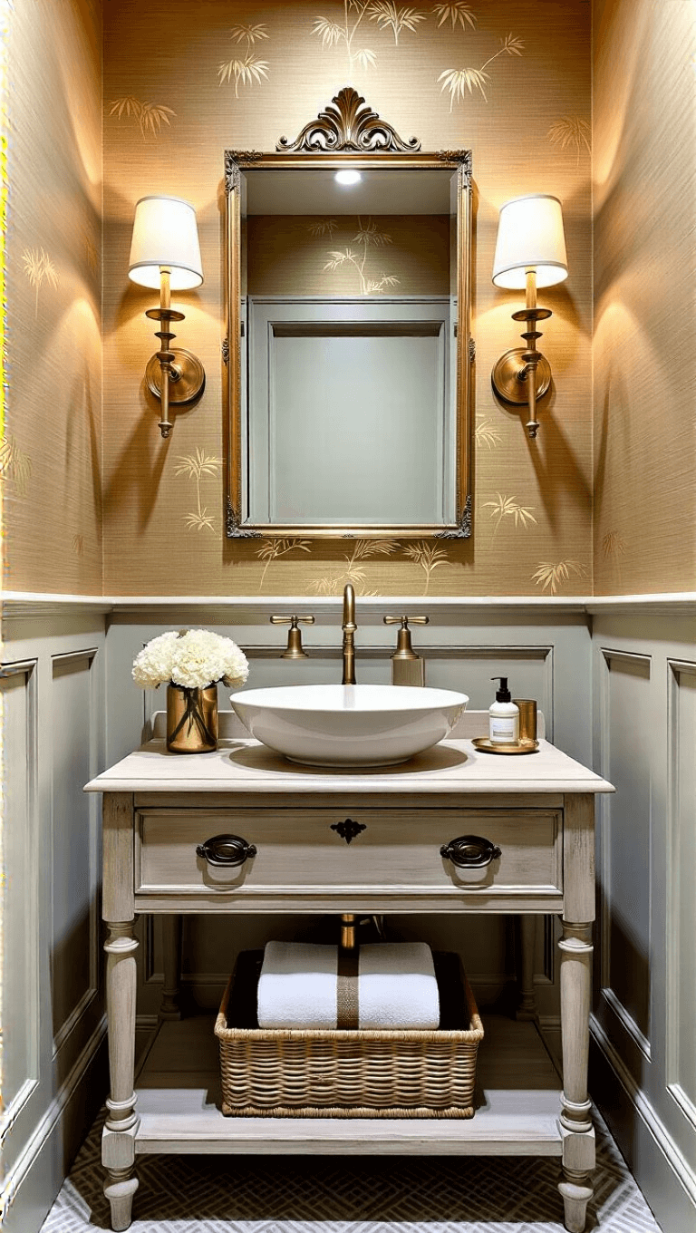 3924elegant Powder Room Vanity Vignette