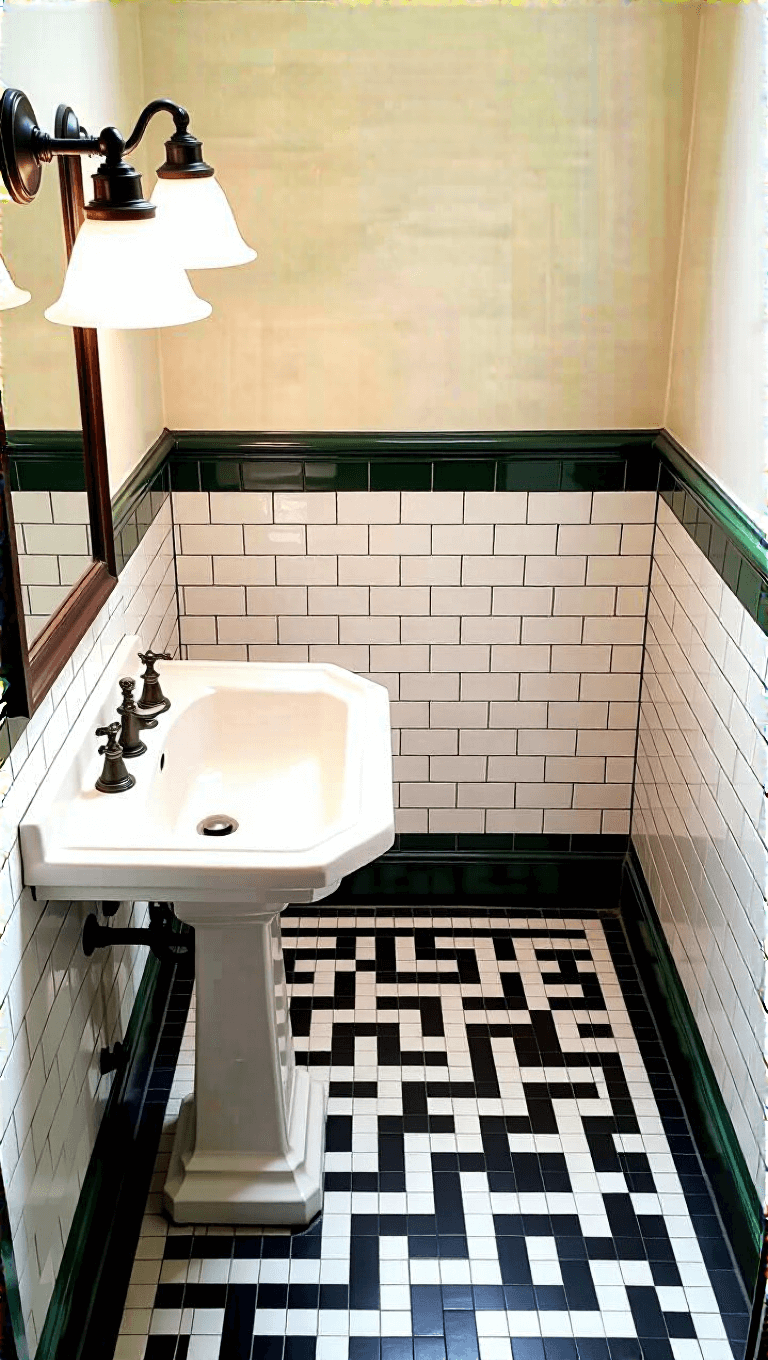 3926vintage 1920s Bathroom Basketweave Tile