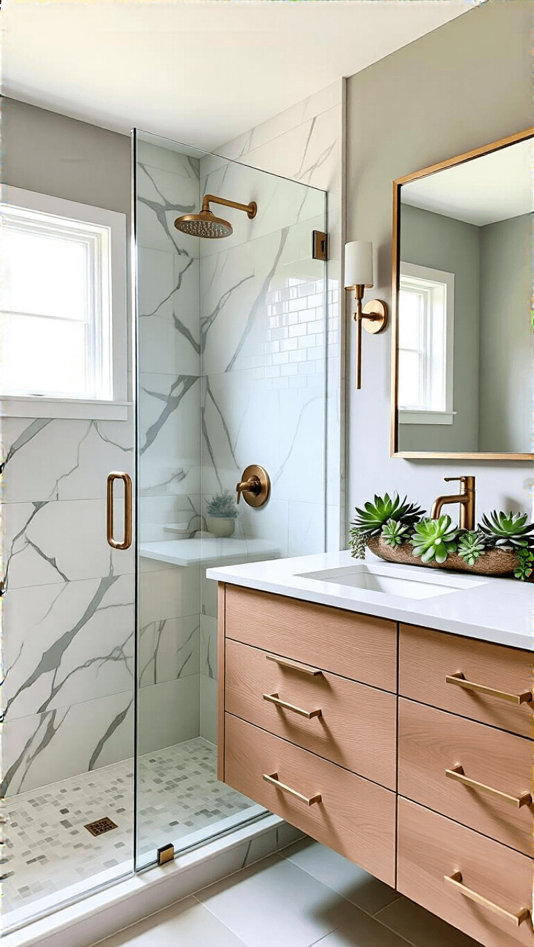 3937modern Marble Brass Bathroom Interior