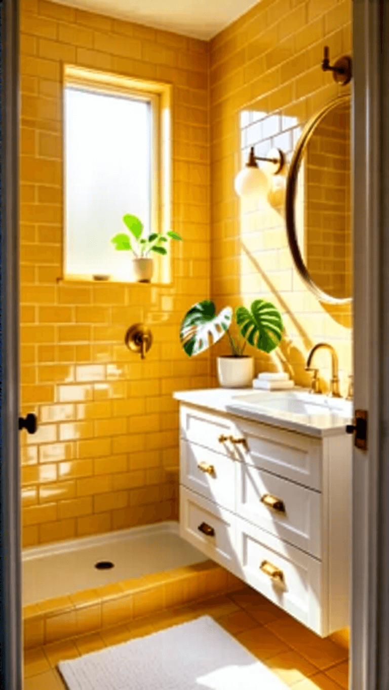 3939golden Hour Bathroom Tile Glow