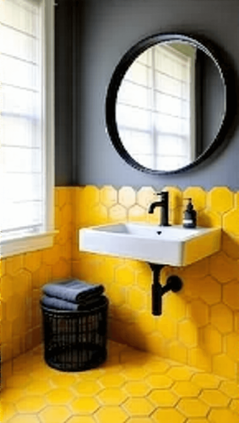 3940modern Yellow Hex Powder Room