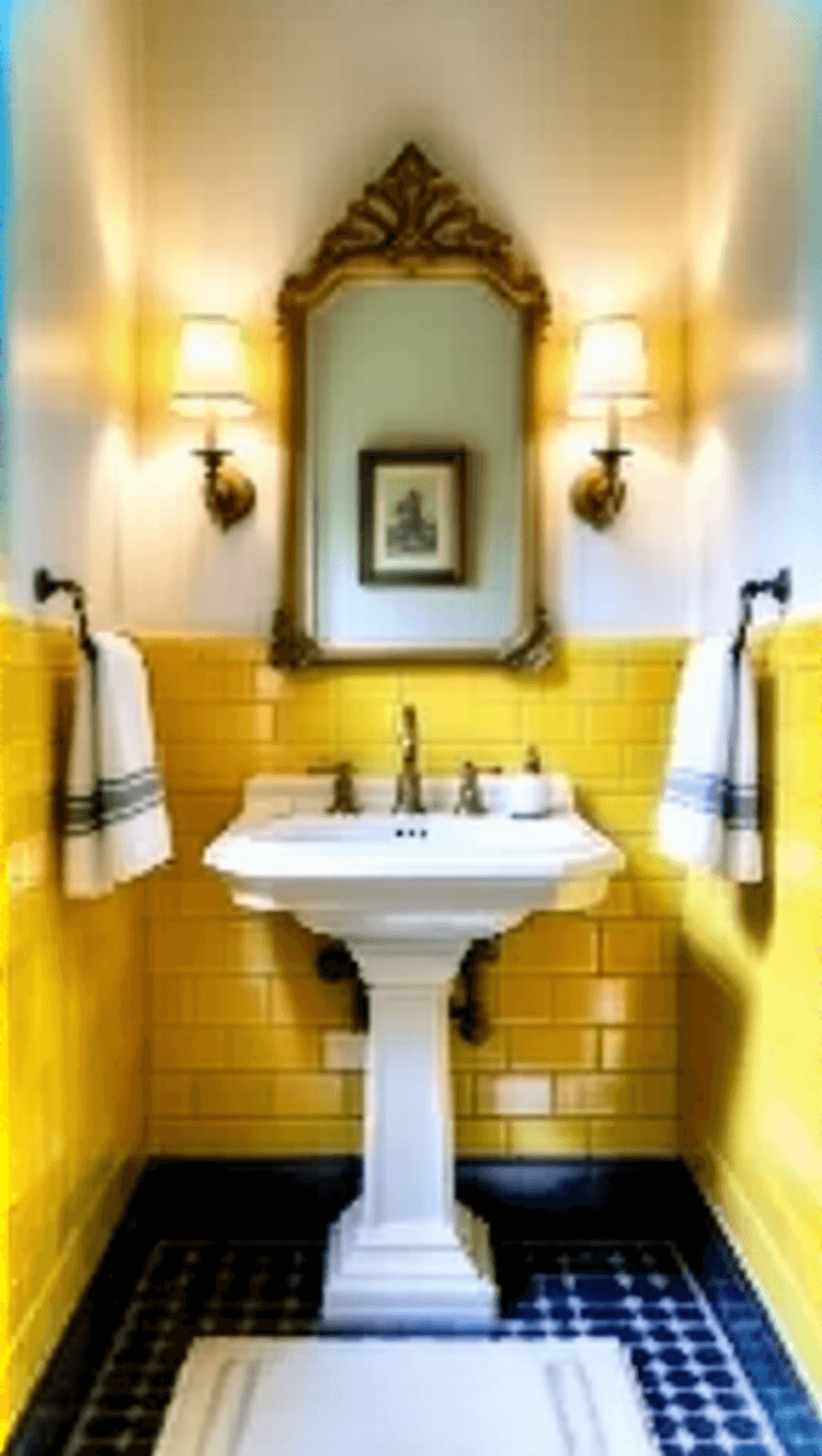 3948sunny Yellow Vintage Powder Room