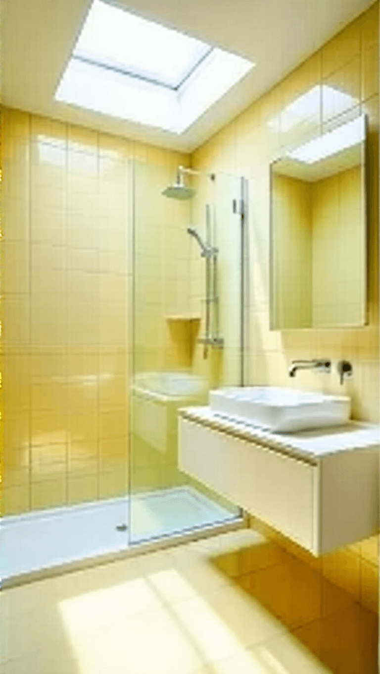 3949bright Minimalist Yellow Tile Bathroom