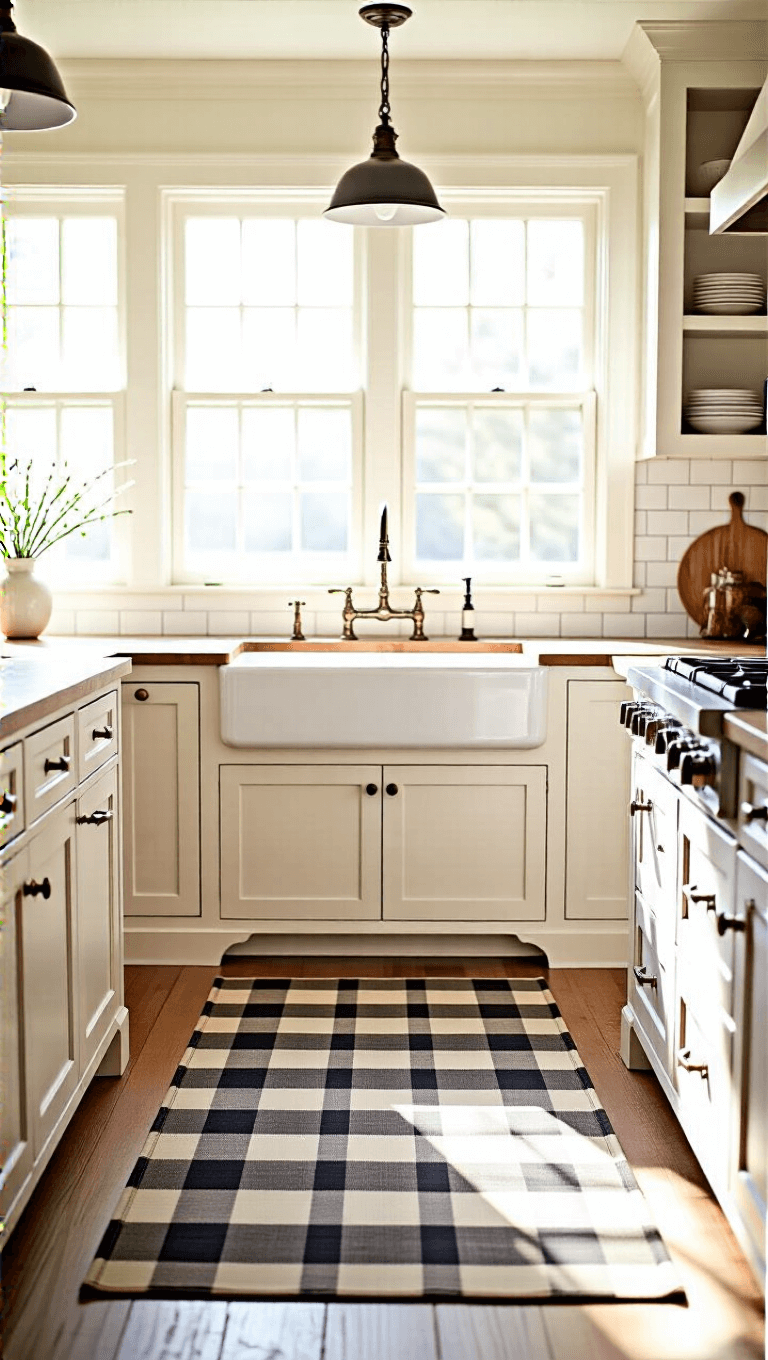 3963farmhouse Kitchen Plaid Mat
