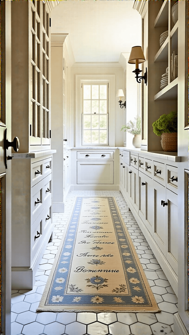 3969vintage Butlers Pantry Runner Hexagon Tile