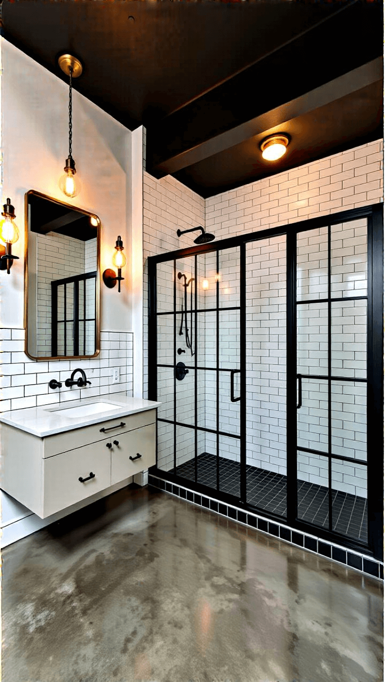 3980luxe Industrial Bathroom Geometric Contrast