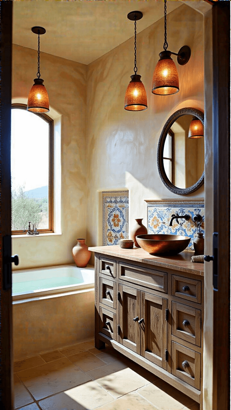 3984mediterranean Villa Rustic Bath Design