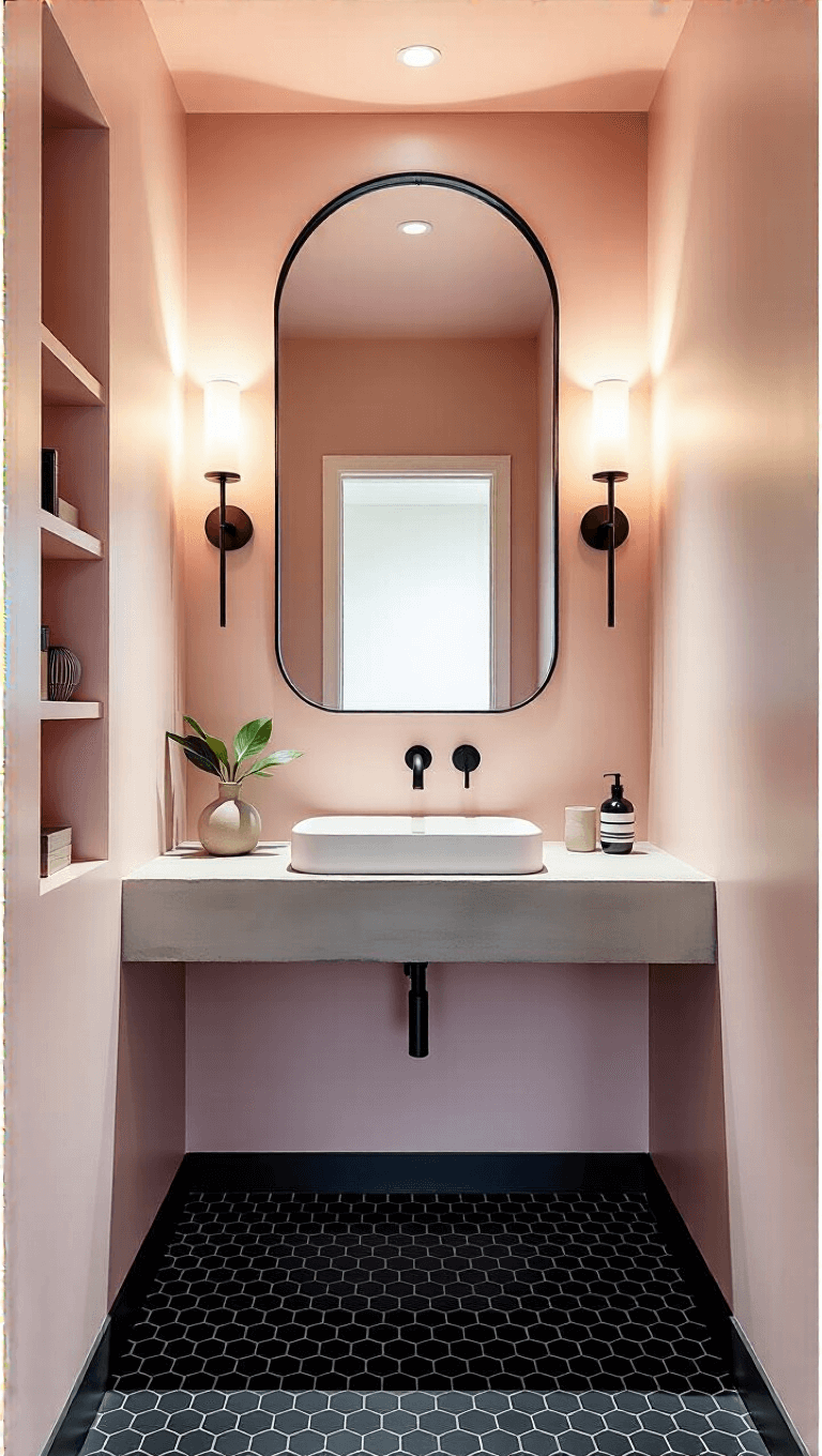3990modern Black Pink Powder Room