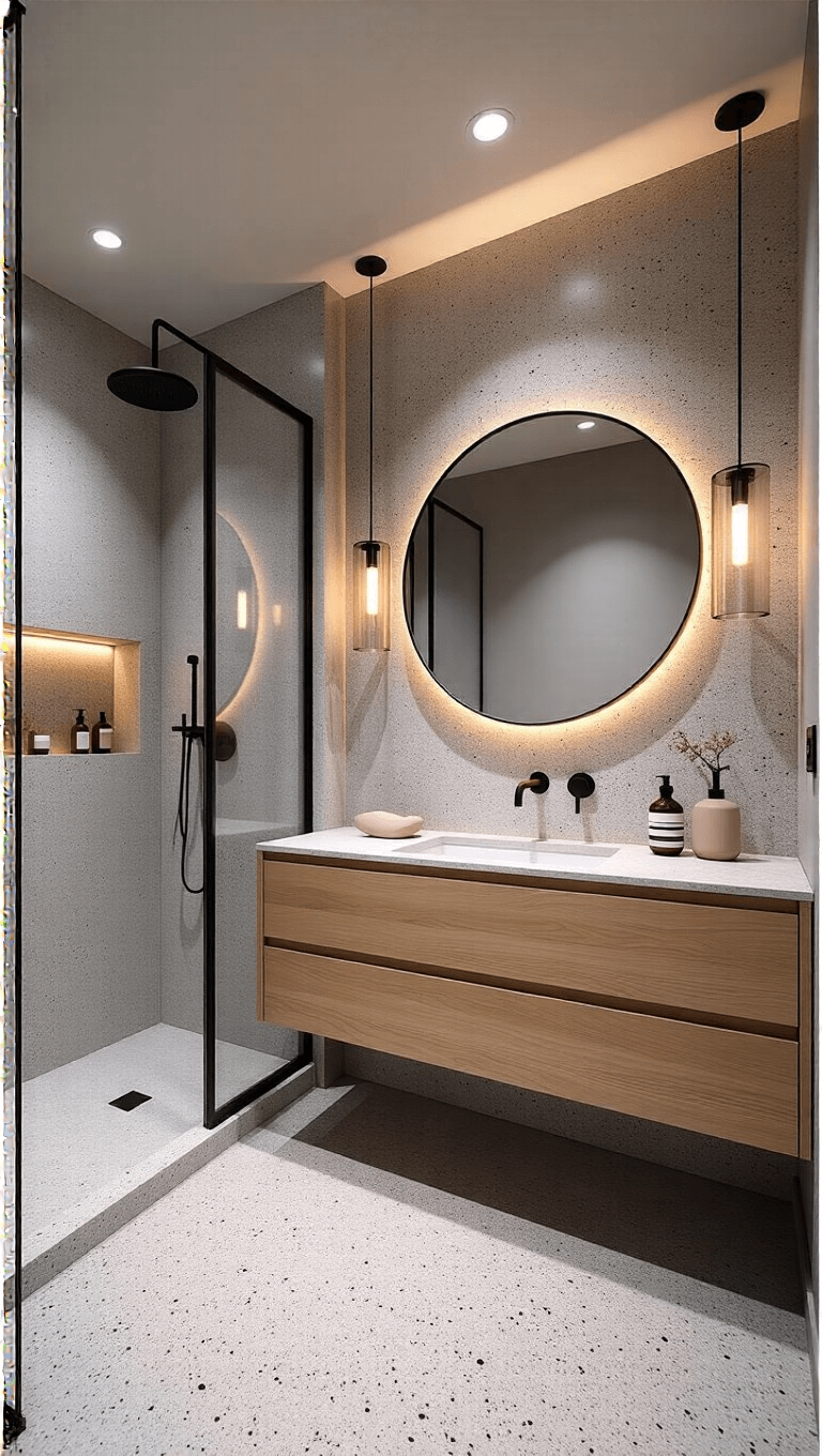 3991modern Terrazzo Brass Bathroom Dusk
