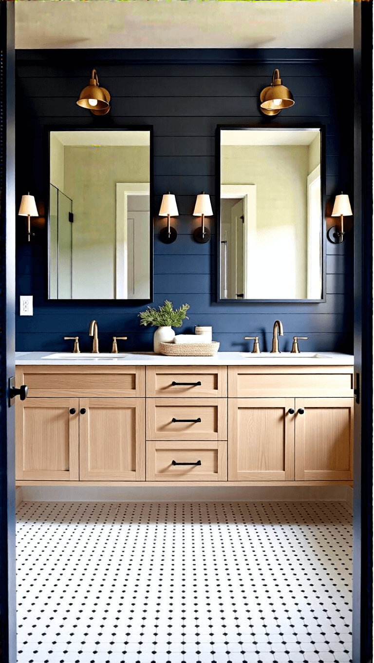 3996modern Coastal Navy Bathroom Sunset