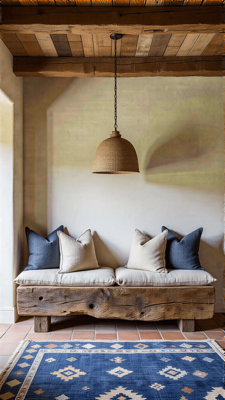 4001rustic Beamed Living Room Bench