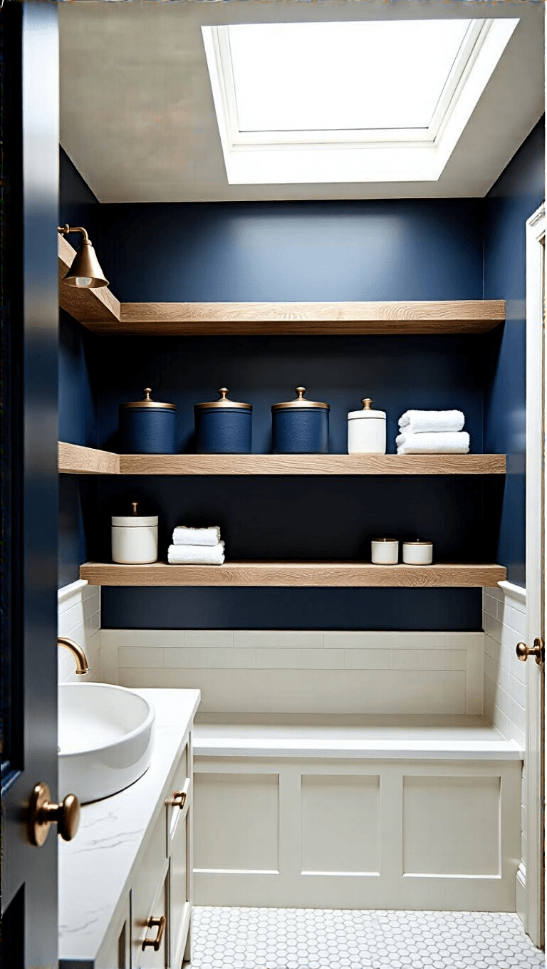 4024modern Navy Oak Bathroom Storage
