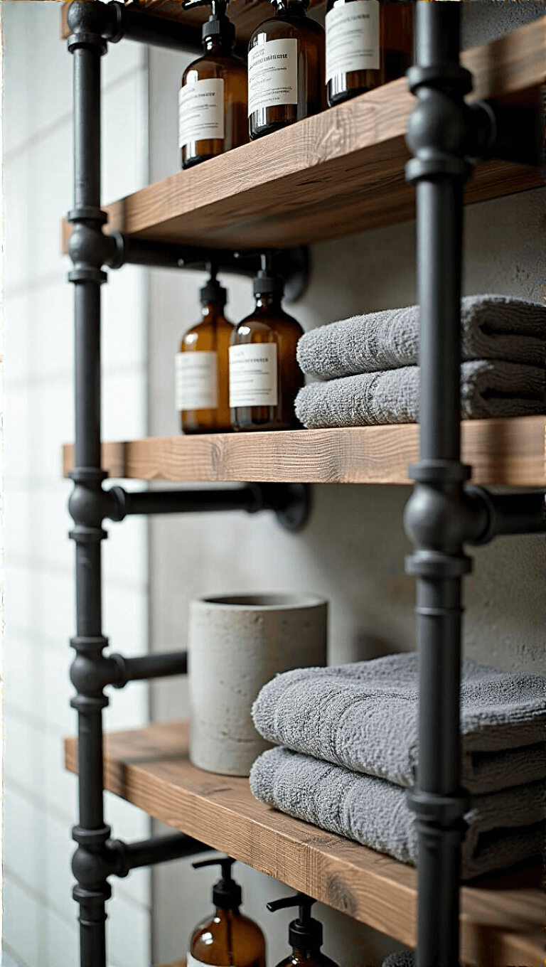 4025industrial Pipe Bathroom Shelf Moody
