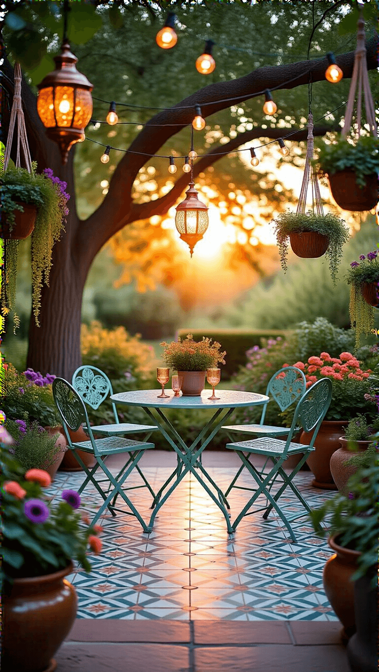 4042vintage Bohemian Patio Sunset