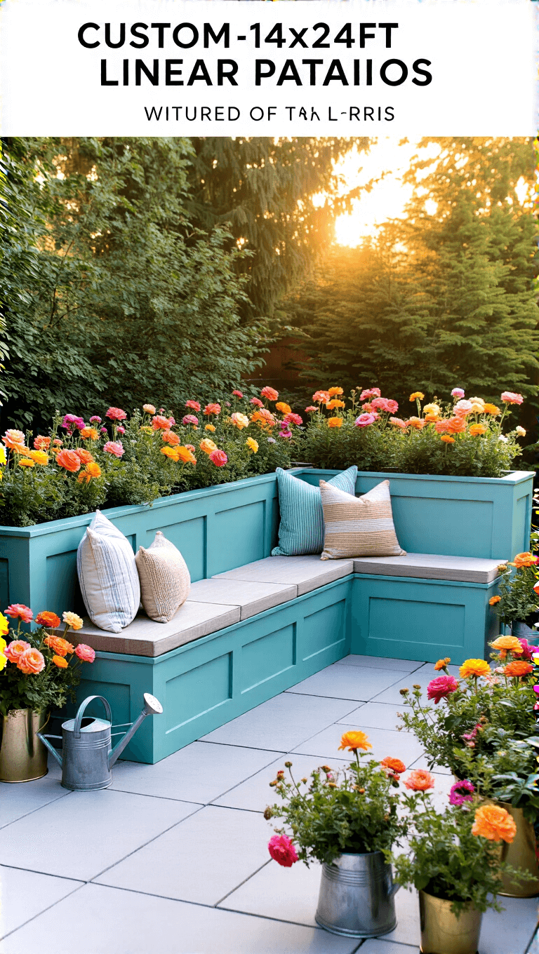 4049teal Gradient Bench Patio Sunset
