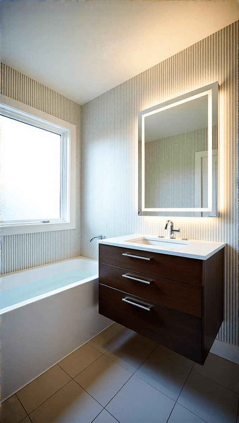 4072modern Striped Bathroom Golden Hour