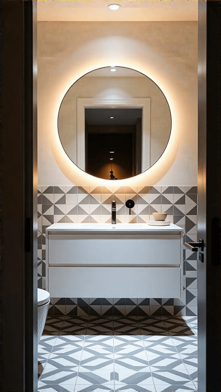 4078modern Floating Vanity Geometric Bath