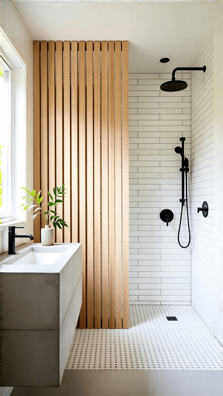 4079scandinavian Minimal Bathroom Wood Concrete