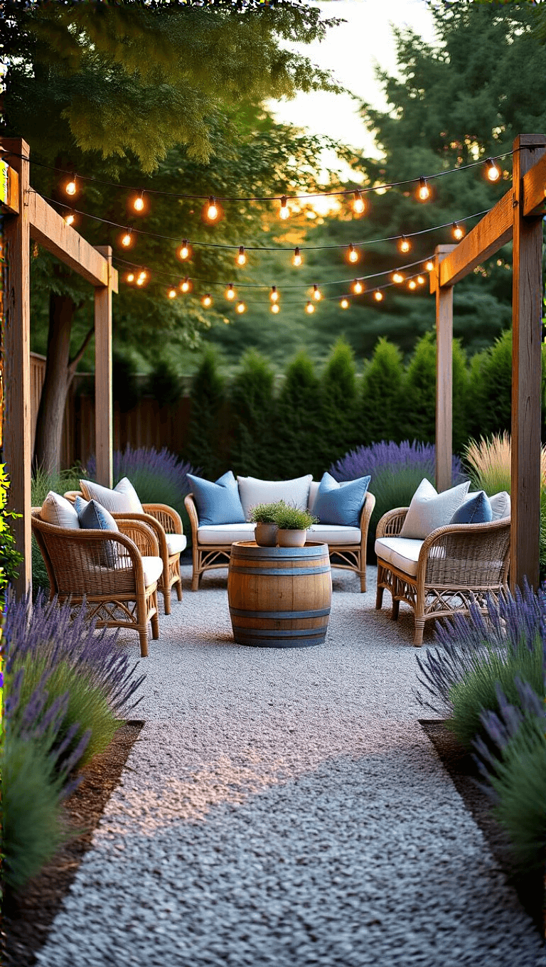 4105tranquil Gravel Patio Golden Hour