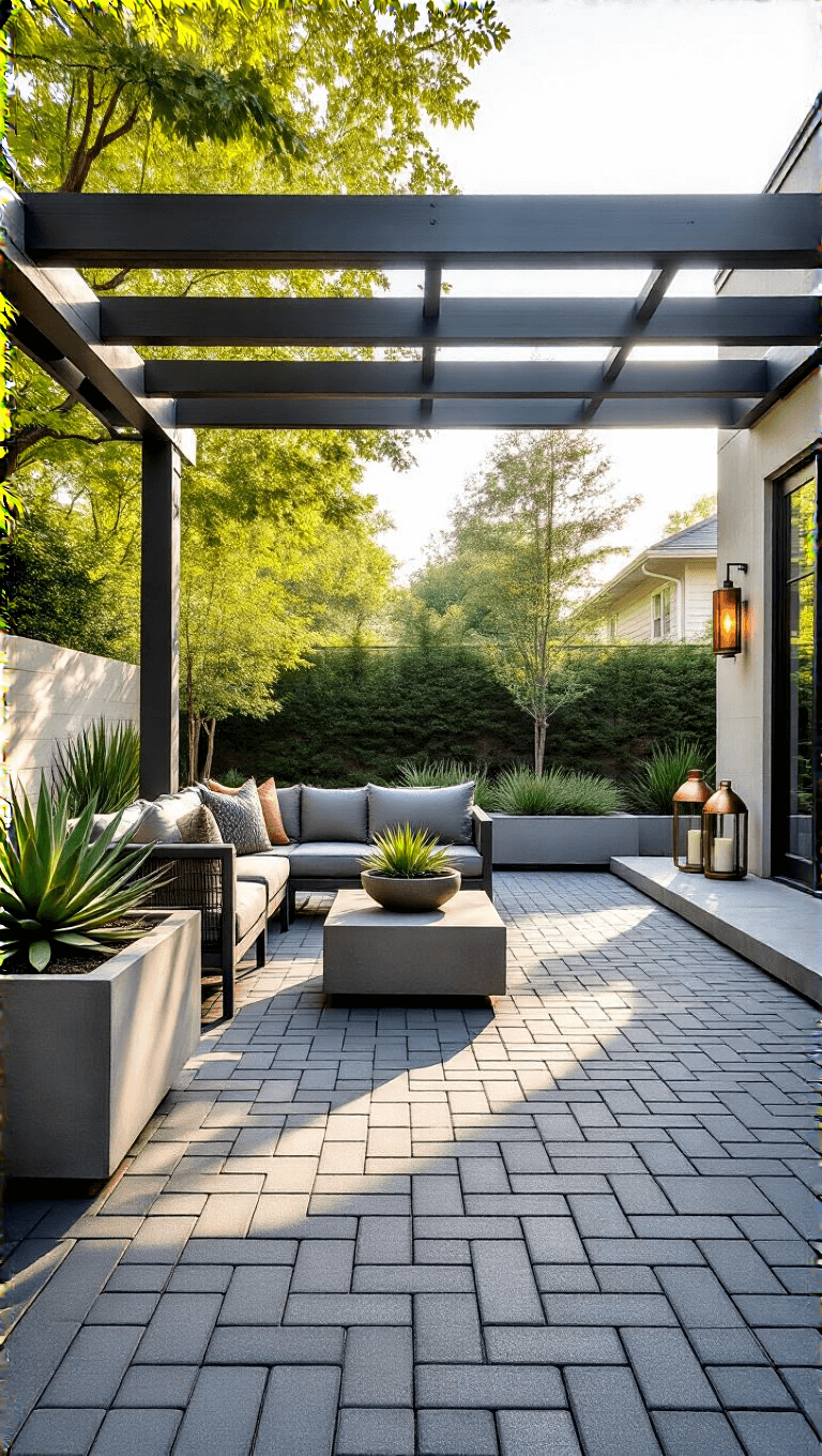 4106modern Herringbone Patio Pergola