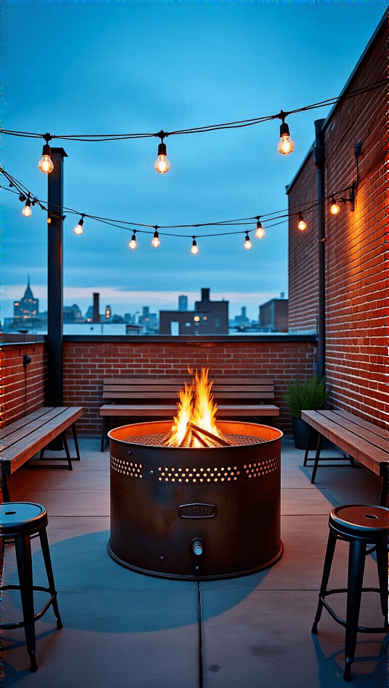 4155industrial Rooftop Firepit Lounge