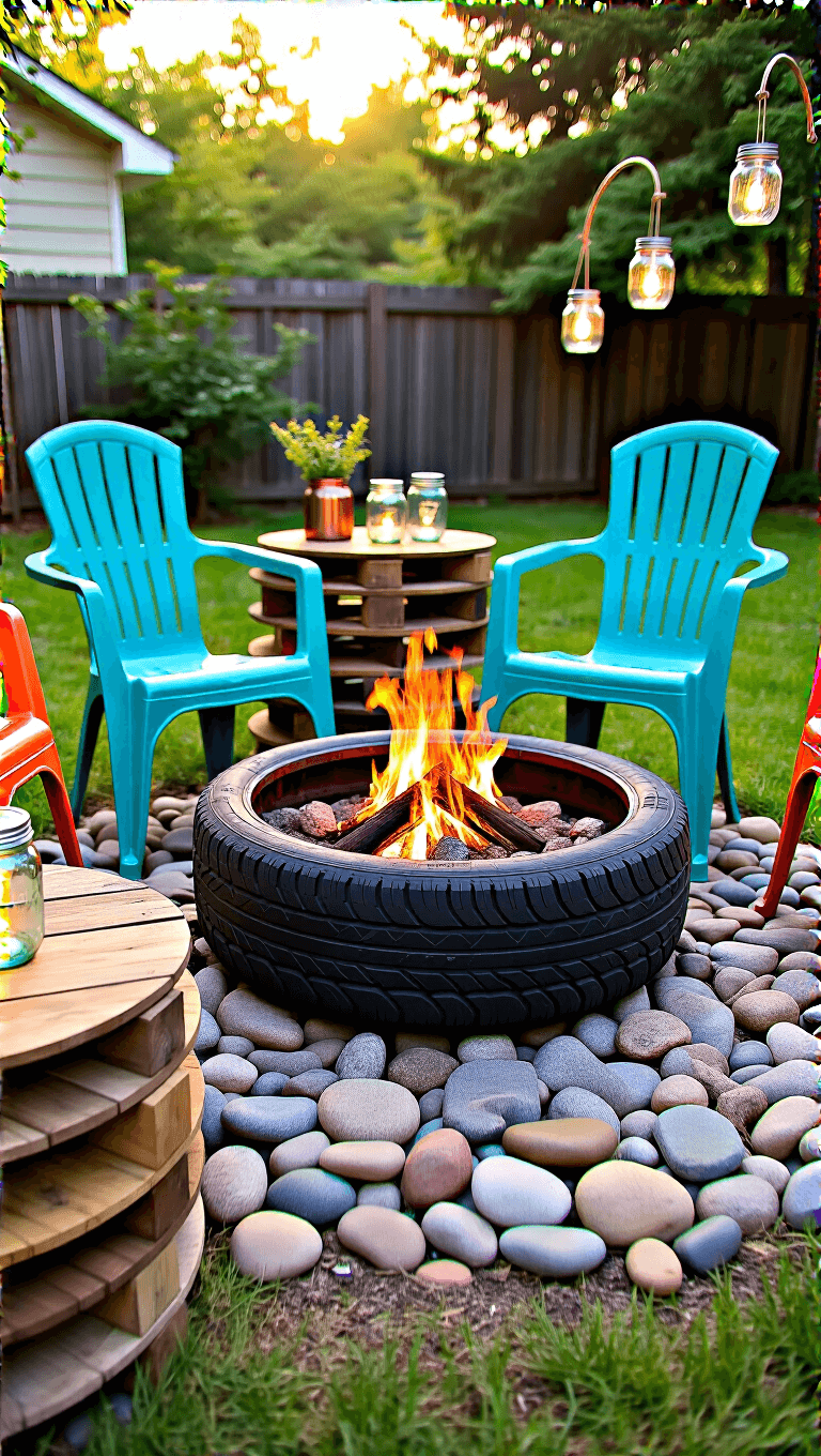 4156backyard Tire Firepit Seating
