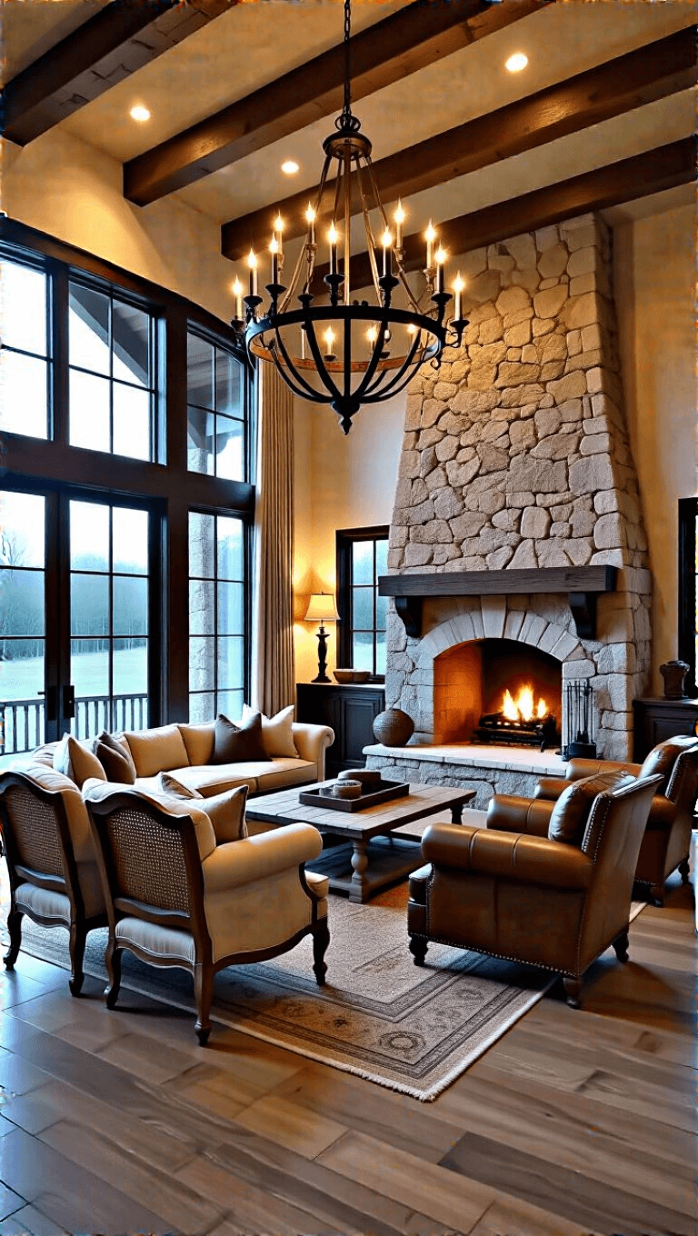4166rustic Farmhouse Twilight Greatroom