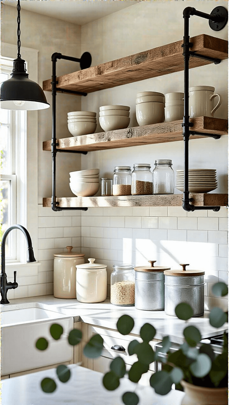 4200rustic Kitchen Open Shelving Morning