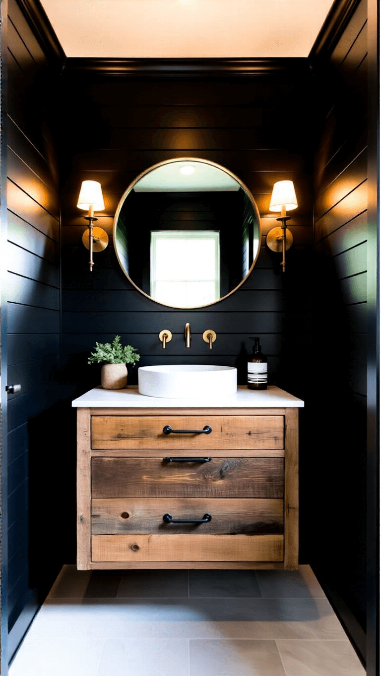 Transforming Spaces: The Ultimate Small Barn House Style Guide 4404black Shiplap Powder Room Floating Vanity