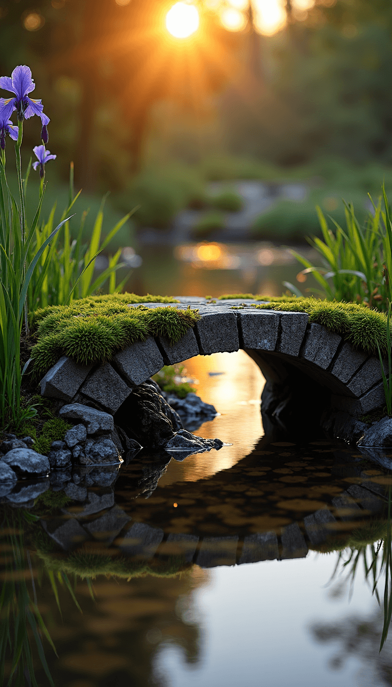 Wabi-Sabi Garden Design: Embracing Imperfect Natural Beauty 4865mossy Bridge Pond Sunset