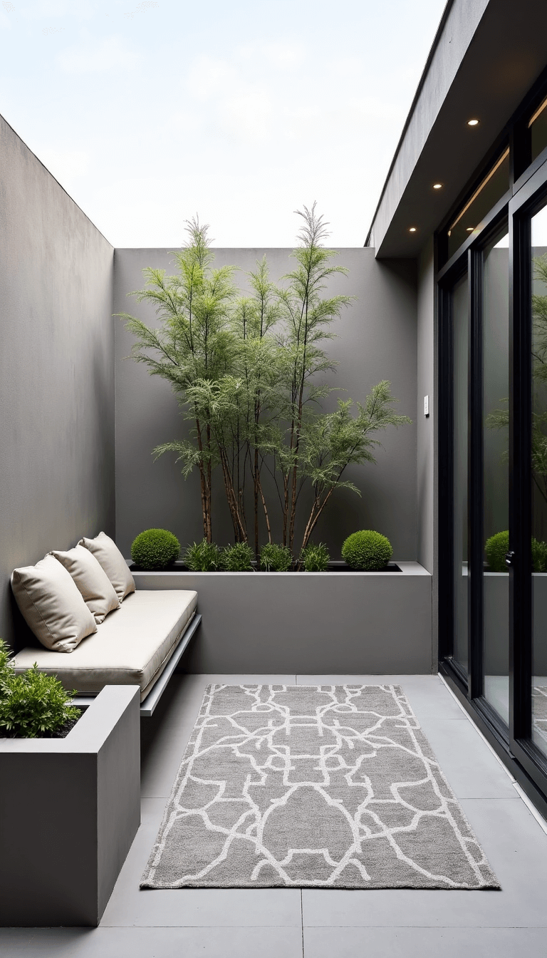 4897minimalist Patio Concrete Bench Planters