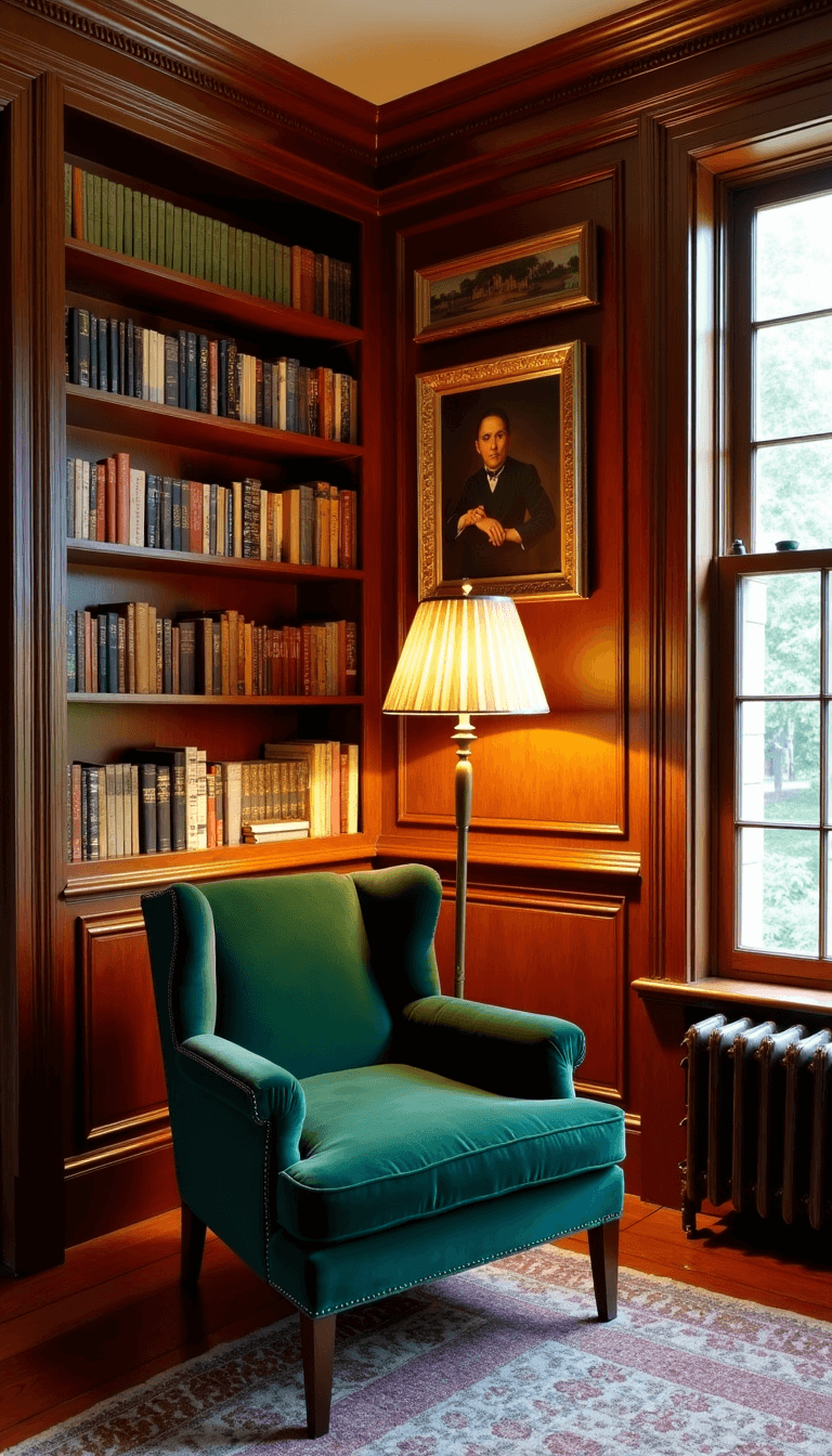 4911cozy Vintage Library Corner Dusk