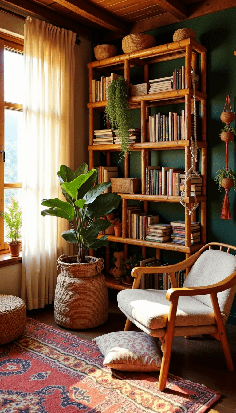 4941bohemian Cozy Living Room Golden Hour