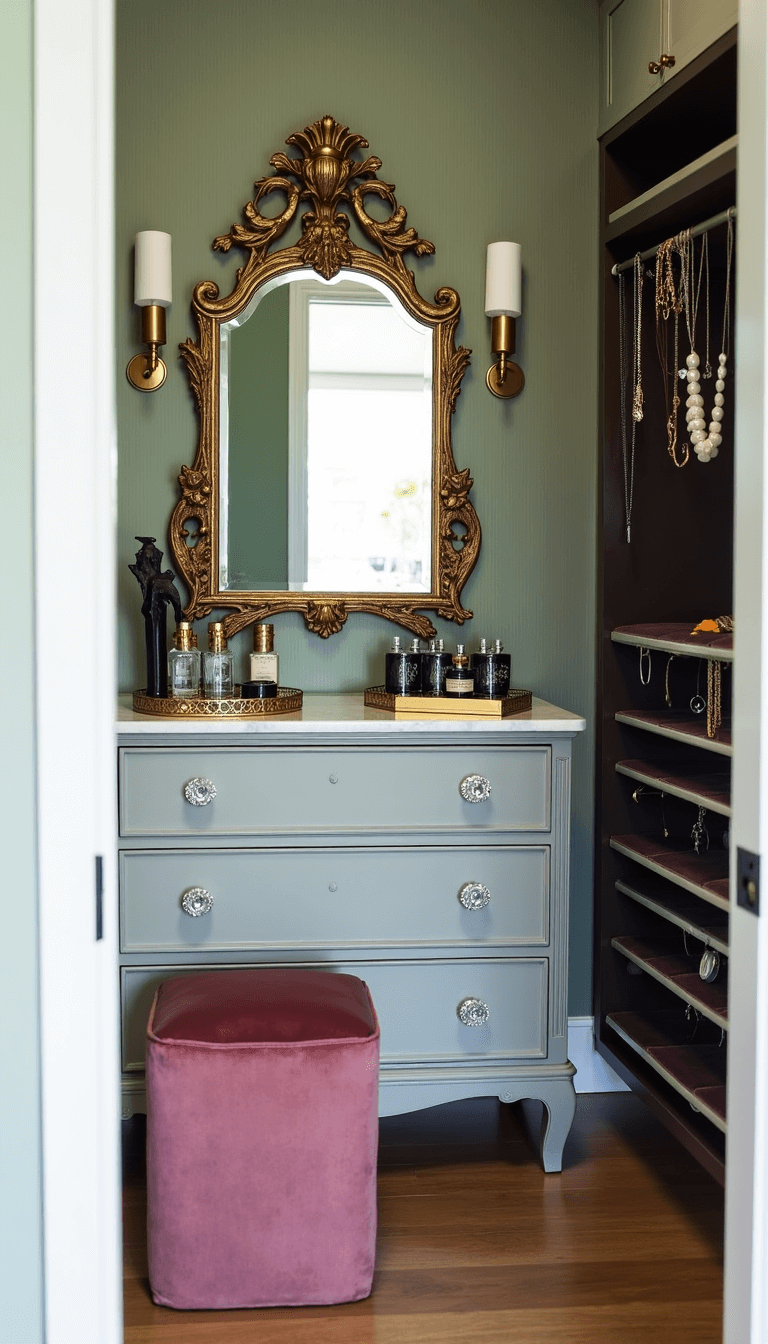 Transform Your Walk-In Closet: A Stylish Sanctuary of Organization and Elegance 4967luxury Closet Vanity Corner