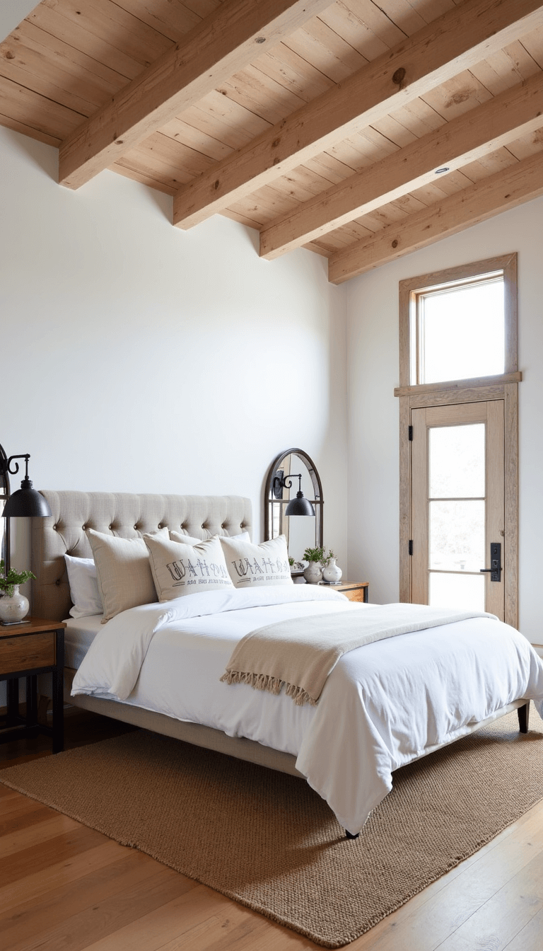 Vintage Modern Farmhouse: Creating Timeless Comfort with Contemporary Flair 5035serene Master Bedroom Oak Beams