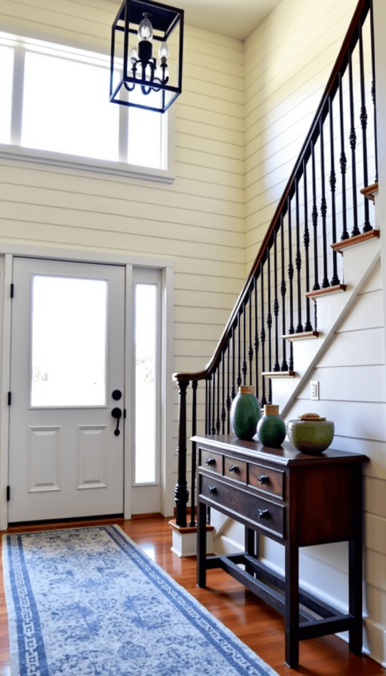 Vintage Modern Farmhouse: Creating Timeless Comfort with Contemporary Flair 5036dramatic Foyer Staircase Entrance