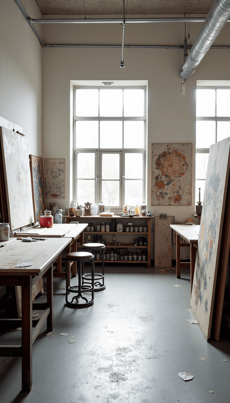 Wide-angle shot of an artist
