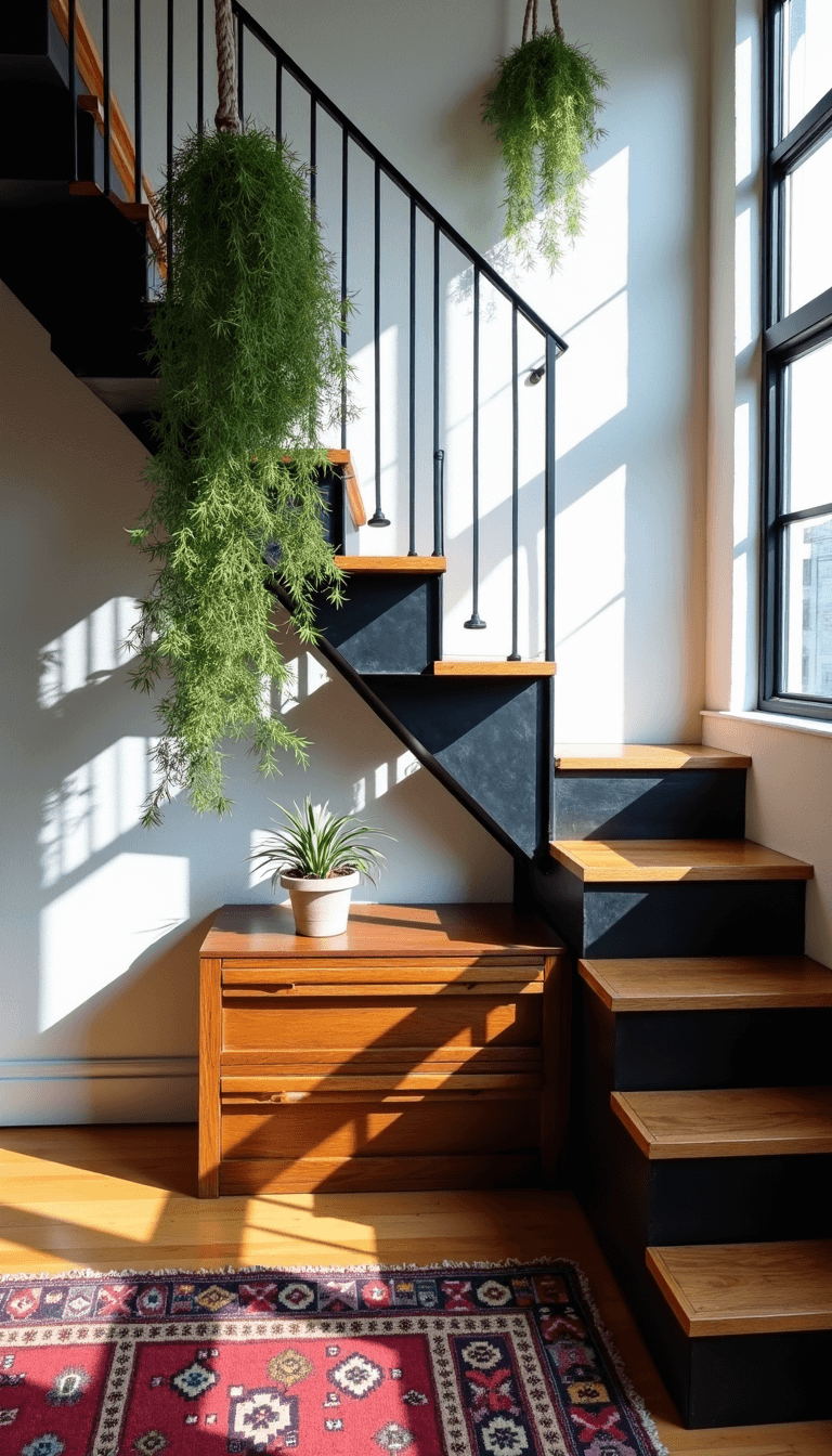 5328modern Loft Floating Stairs Plants