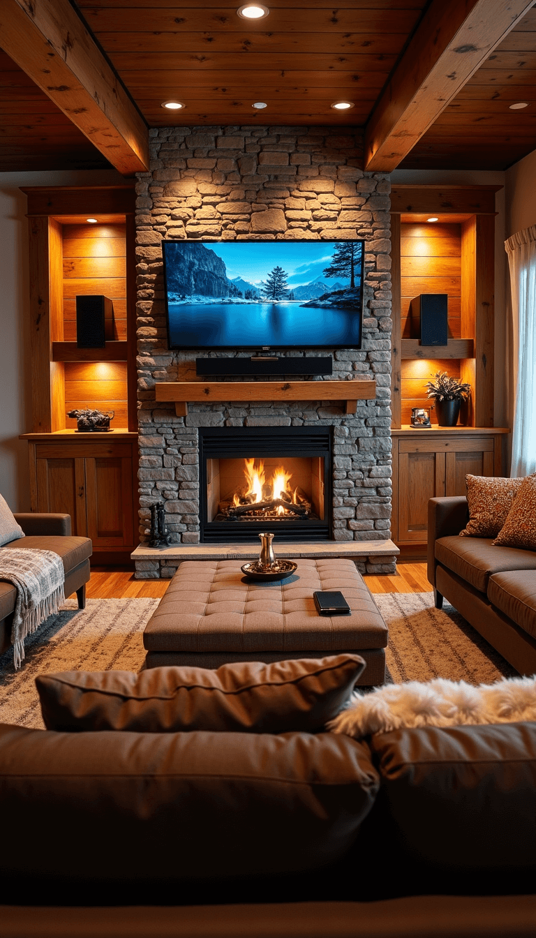 5334rustic Media Room Evening