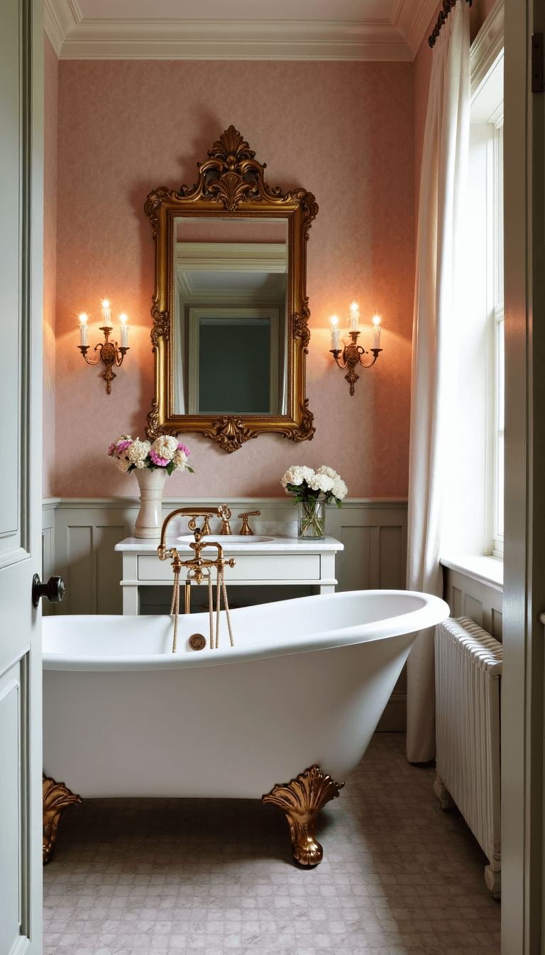 5352victorian Powder Room Clawfoot Tub Vintage