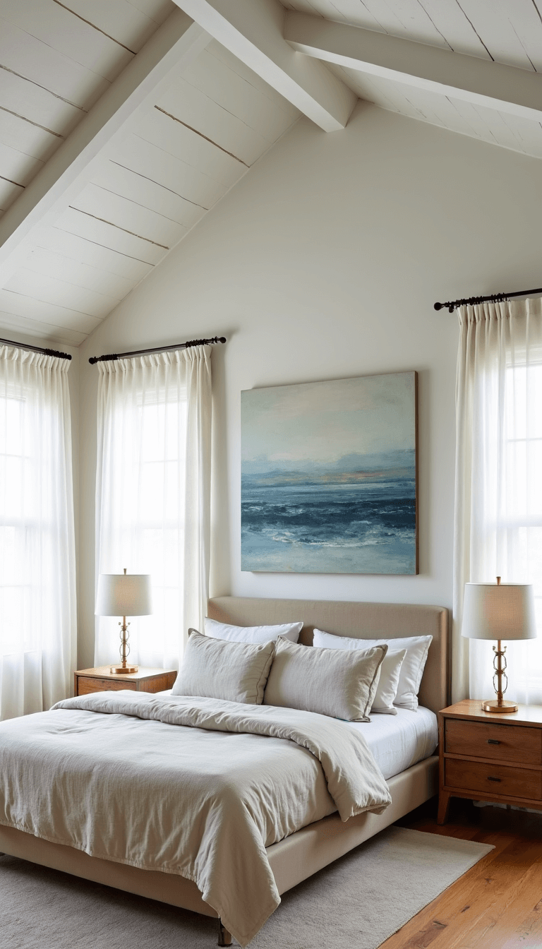 5396coastal Bedroom Vaulted Beams