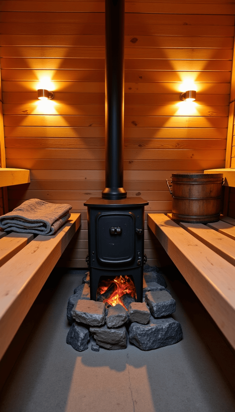 5413cozy Sauna Interior Dusk