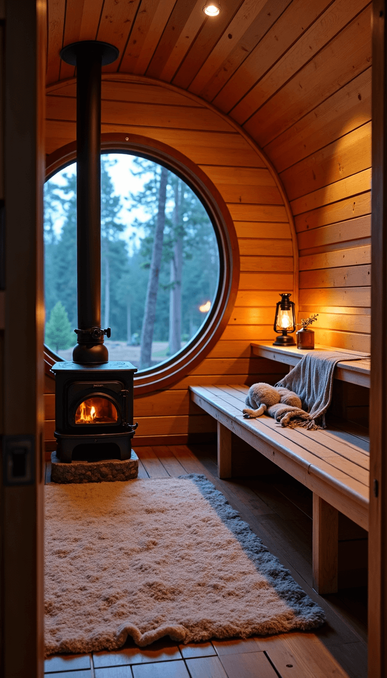 5417intimate Barrel Sauna Dusk Interior