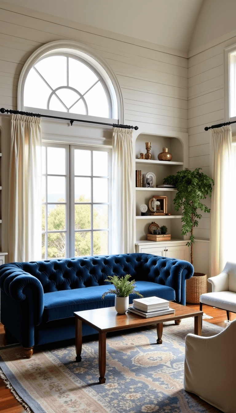 5419navy Chesterfield Golden Hour Living Room
