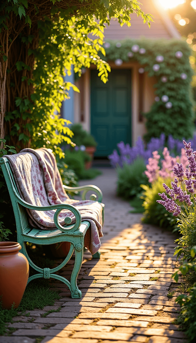 5438cottage Garden Golden Bench