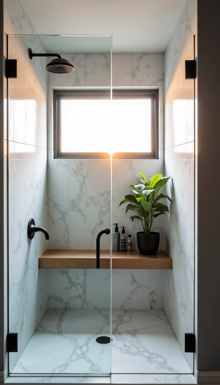 5462modern Marble Shower Golden Light