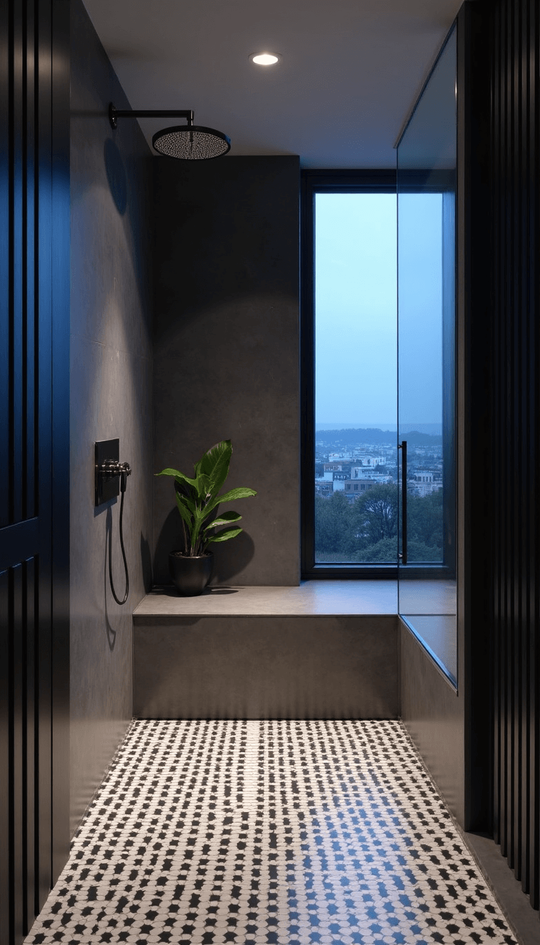 5464modern Geometric Shower Bathroom